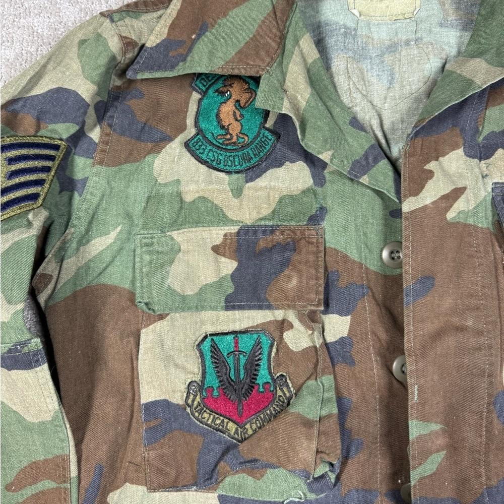 Vintage US Military Army Camo Patch Shirt Jacket Men Size Small - Picture 3 of 9